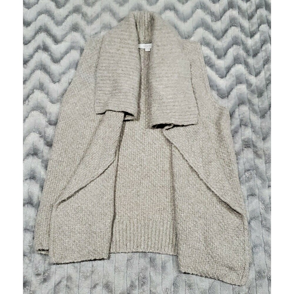 Ann Taylor Loft Womens S Sleeveless Open Front Wool Blend Cardigan Sweater